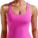 RUNNING GIRL Tank Tops with Built in Bras, Racerback Activewear Yoga Workout Tops for Women(BX3074_Hot Pink_XXL)