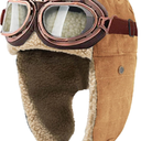 Peicees Vintage Aviator Hat and Goggles Costume Accessories Fur Ear Flaps Trooper Trapper Pilot Cap for Men Women