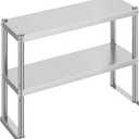 KUARBARR Stainless Steel Over Oven Shelf 12 x 36 Inch, Commercial 2 Tier Metal Over Table Shelf, 91 x 30 x 60 cm, 380 lbs Capacity for Restaurant, Kitchen, Garage & Workshop