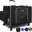 Petskd Extra Large Cat Carrier with Litter Box 24"x17"x17" for Medium Large Cat or 2 Small Cats, Collapsible Soft Sided Pet Carrier for Car Travel with Lockable Safety Zippers(Blue)