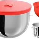 6QT Stainless Steel Mixer Bowl & Silicone Liners Compatible with KitchenAid 6QT Stand Mixers Liner Replacement for Kitchen Aid Mixer Attachments & Accessories, Red Lining