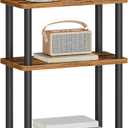 HOOBRO Narrow Side Table, 3-Tier Slim End Table No Tools Needed, Twist-On Assembly, Skinny Nightstand Sofa Storage Shelf for Living Room, Bedroom, Study, Rustic Brown and Black BF246BZ01N1, 15.7"D x 7.9"W x 25.2"H