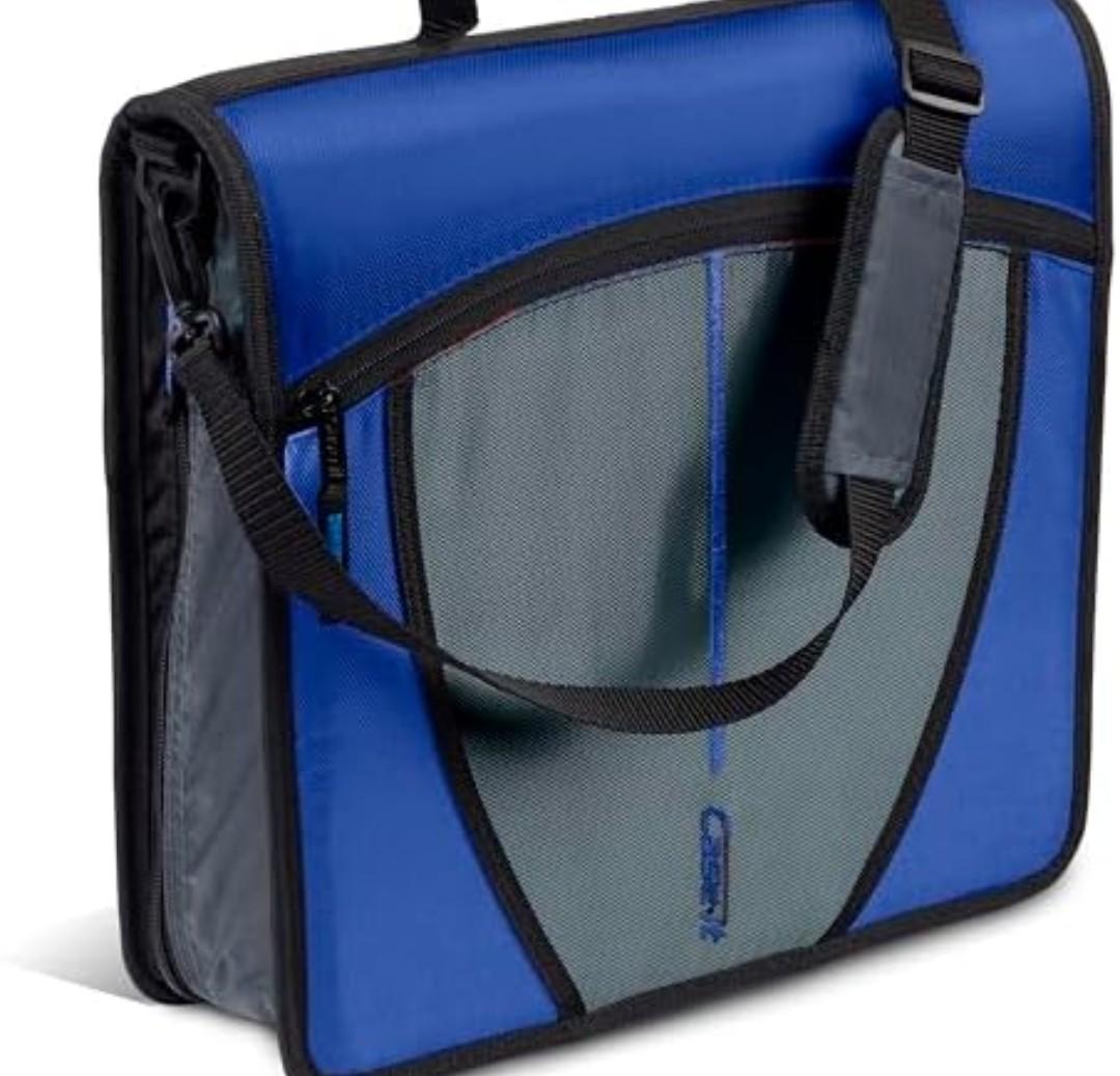 Case-it Mighty Zip Tab School Zipper Binder | 3-Inch O-Rings, 600-Sheet Capacity, 5-Subject Expanding File Folder, Multiple Pockets & Storage Organizer, Shoulder Strap | D-146 Midnight Blue