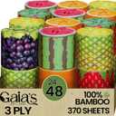 Gaias Premium and Soft Fruit TP Organic Bamboo Toilet Paper | 24 Mega Rolls, 3 Ply, 370 Sheets | FSC Certified, PFAS & BPA Free, Eco-Friendly, Sustainable Tissue - Plastic Free, Septic Safe, Vegan
