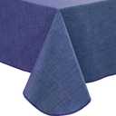 LIBERECOO Vinyl Tablecloth with Flannel Backing, Denim Blue, Waterproof, Stain-Resistant, Easy-Clean Table Cover for Dining, Kitchen, and Outdoor Use, 60" x 60" Square