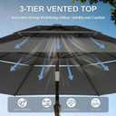 10ft Patio Umbrella, 3 Tier Outdoor Market Table Umbrellas with 8 Fiberglass Ribs and Push Button Tilt, Windproof, Vented Canopy, UV Protection for Deck, Pool, Backyard