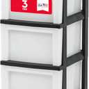IRIS USA Plastic Drawer Storage Organizer Rolling Cart, with Wheels Casters, 3-Drawers, for Classroom Art Craft Supplies Dresser Closet Bathroom Laundry Room, Black/Pearl