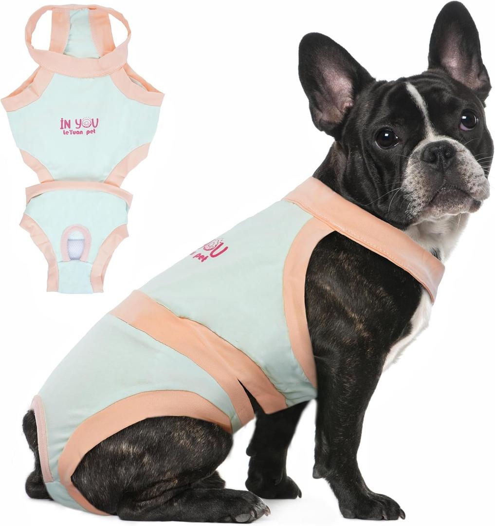 PUMYPOREITY Escape Proof Dog Diapers - Reusable & Washable, Suitable for French Bulldogs & Both Male & Female Dogs - Blue (Large)