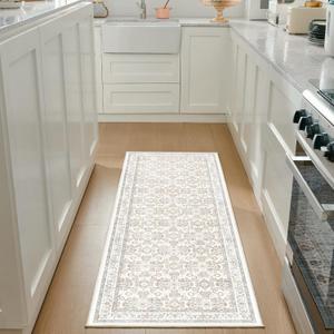 WITSHOCK 2x8 Runner Rugs for Hallways,Vintage Neutral Hallway Rugs for Entryway,Soft Distressed Boho Floral Carpet for Kitchen Bedroom (Camel/Beige,2x8)