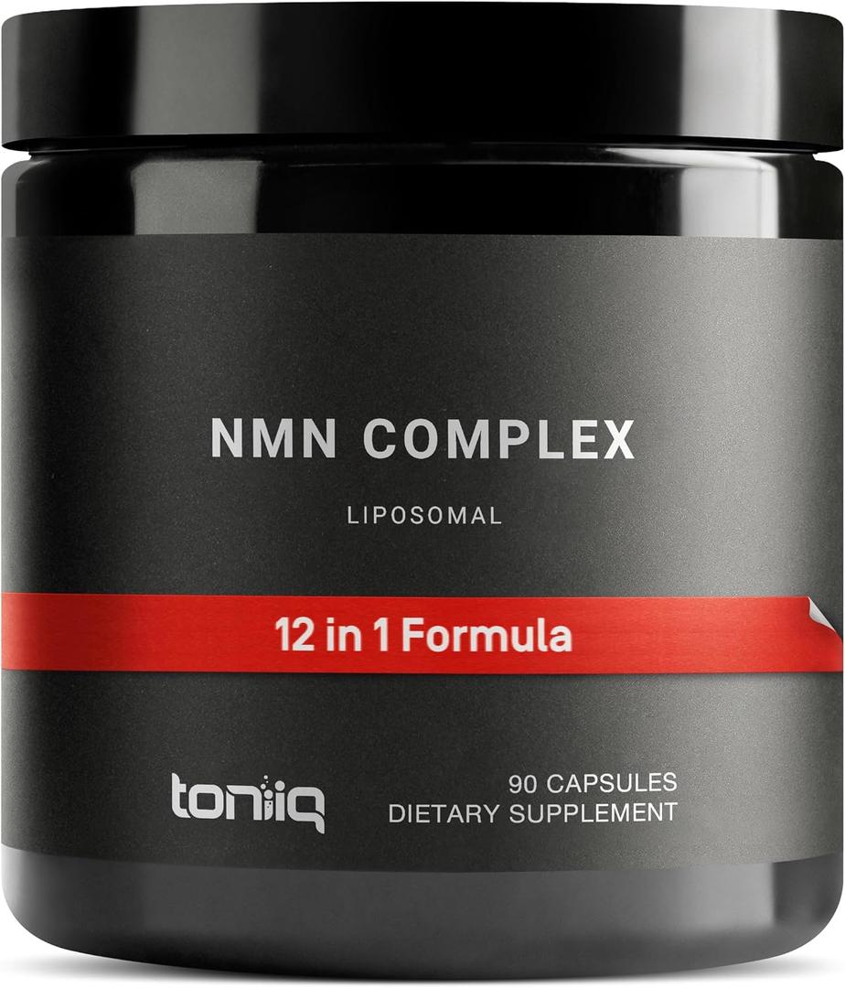 Toniiq NMN 12-in-1 Complex 5 Liposomal Ingredients NMN, NAD+, CoQ10 | Spermidine & Apigenin for Enhanced Absorption Plus Resveratrol, Fisetin, Berberine & More 90 Vegetarian Capsules