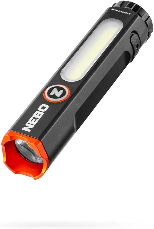 NEBO Mini Larry 500 Pocket Flashlight | 500 Lumens, 2 Light Modes, Compact, Rechargeable COB Work Light & Mini Flashlight, Magnetic Base & Steel Clip, Waterproof, Includes USB-C Charging Cable