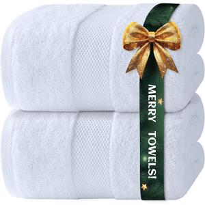 White Classic Luxury Bath Sheets Towels for Adults Extra Large 35x70 Inch - 700 GSM Turkish Cotton, Highly Absorbent | Hotel Collection | 2 Pack