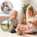 Sprstar Easter Bunny Toy,Bunny My Realistic Bunny Toy,Hopping Rabbit Plush Bunny Toy,with Sounds and Movements Animated Walking Wiggle Ears Twitch Nose Gift for Toddlers Birthday(Brown Rabbit +Leash)