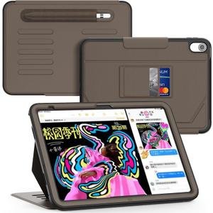 Case for iPad (A16) 11th Generation 11''/iPad 10th Generation 10.9'', Slim Magnetic Multi-Angles Stand & Auto Sleep/Wake Case with Pen Holder & Card Slot for iPad 11th/10th Gen, Brown