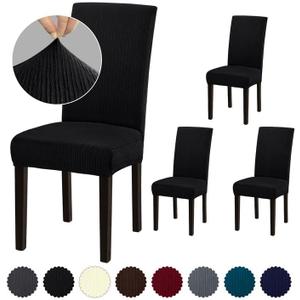 Chair Covers, Stretch Dining Room Chair Covers Set of 4, Removable Washable Chair Covers for Dining Chairs, Dining Chair Slipcovers for Dining Room, Hotel, Ceremony, .Black