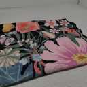 2x6 Floral Boho Runner - Black Non-Slip Washable Rug, Scalloped Flower Carpet for Hallway Bathroom & Entryway