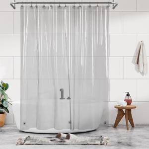 Barossa Design Clear Black Long Shower Curtain Liner 78" Height - 3 Magnets & Waterproof Lightweight PEVA Shower Liner for Bath Tub, PVC Free, Metal Grommets, Clear Black, 72x78