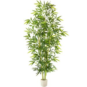 8ft Artificial Bamboo Tree, 96 Tall Large Fake Bamboo Plant with White Planter, Faux Trees for Indoor Outdoor Home Garden Entryway Office Dcor