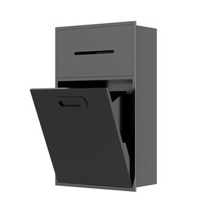 4.6 Gallon Bathroom Trash Can Tilt Out Trash Bin Cabinet, Hidden Trash Can Cabinet Recessed Wall Mounted Stainless Steel with Toilet Paper Holder For Bathroom/Bedroom/Office Renovation, Black