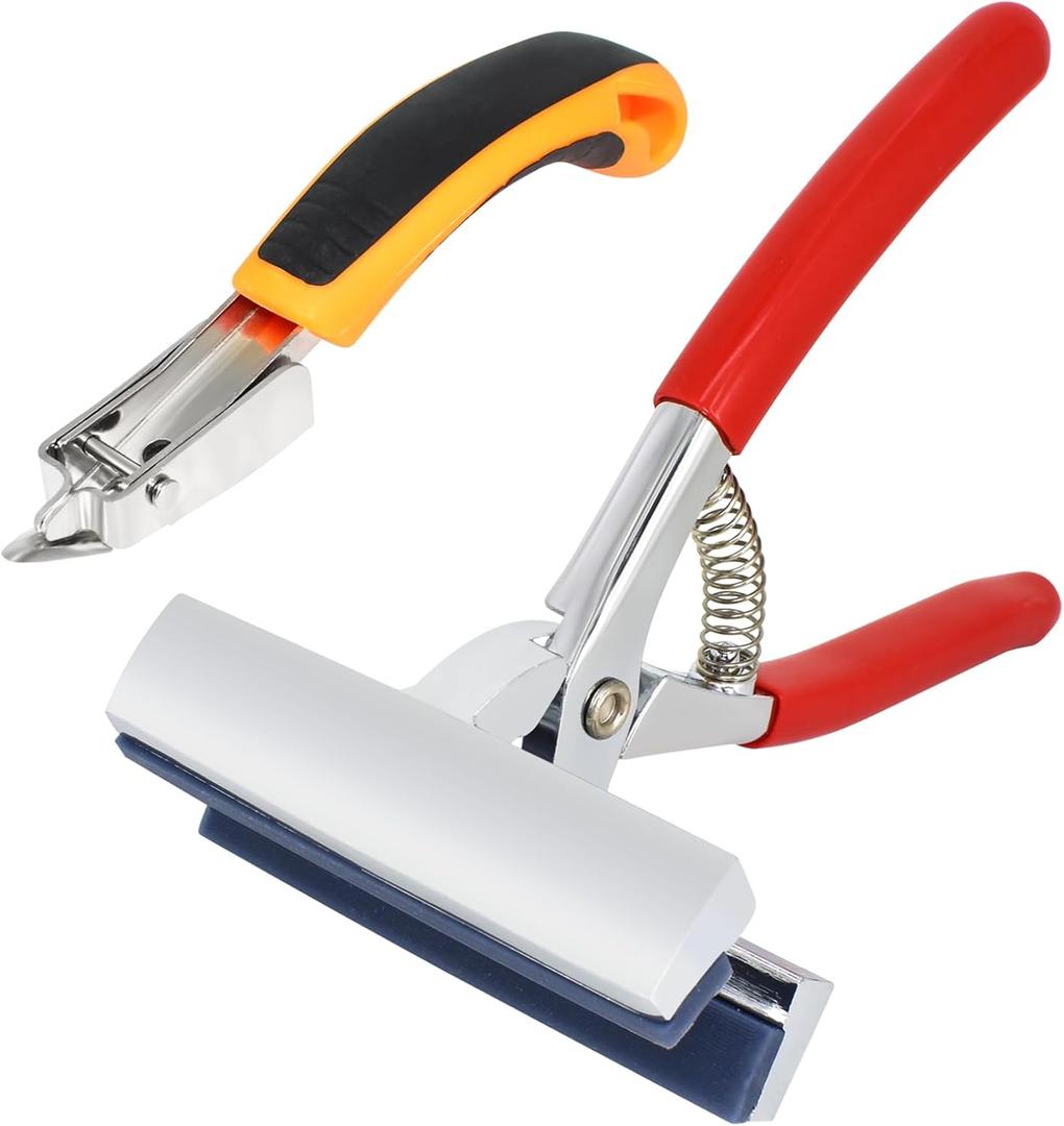 Heavy Duty Canvas Pliers and Staple Remover Set, Stainless Steel Anti-Corrosion Canvas Stretching Pliers Stretcher with Spring Return Handle 4-3/4" Wide Grip for Canvas Stretching Bars Oil Painting
