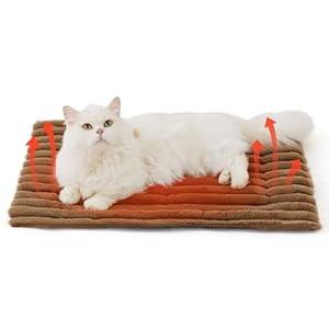 Bedsure Self Warming Cat Bed, Small Self Heating Dog Crate Pad, Thermal Extra Warm Puppy Mat Indoor, Non-Slip & Washable, Not Electric, 24" x 18", Brown