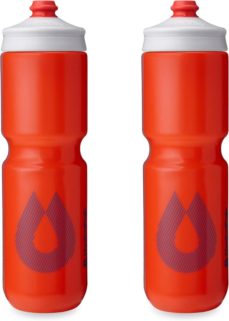 HydraPak Breakaway Surge Lightweight Bike Water Bottle 2-Pack (20oz, 25oz, 30oz) - High Flow, Cycling & Sports Squeeze Bottle (Orange)