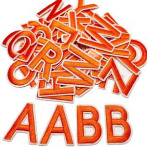 Jongdari 55pcs Iron On Letters Patches for Clothing, 1.5" Embroidery Alphabet Letterman Jacket Patche A-Z Applique for Backpack & Fabric (Orange)