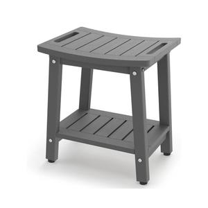 Shower Bench for Inside Shower - Grey HDPE Shower Stool Waterproof - Spa Bathroom Seat Chair with Handle, Storage Shelf, Adjustable Feet - Indoor/Outdoor, Weather Resistant Brown