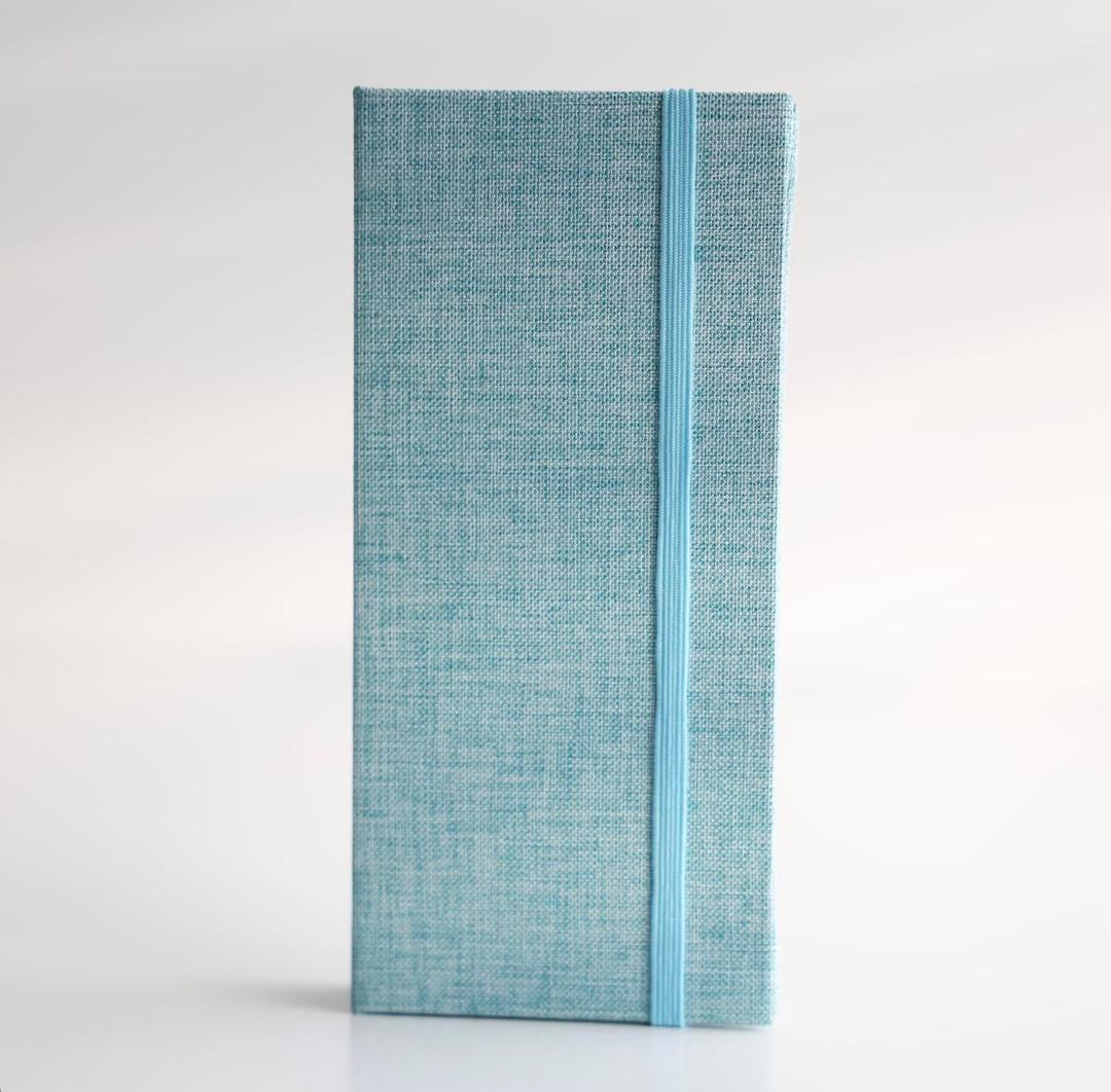 Photo Booth Photo Album - For Wedding or Party - Side Slide In 2X6 Picture Holder  Guest Book & Memory Keepsake  Linen Hard Cover With Band Keeps Photobooth Picture Prints Safe (DRIZZLE BLUE)