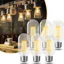 DORESshop 6 Pack LED Edison Bulbs, 4W Edison Light Bulbs, LED Filament Bulbs 40W Equivalent, E26 Base, T45 LED Bulb with Clear Glass, Warm White 2700K, Non Dimmable, Great for Home, Bedroom, Office