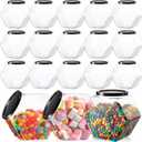 Bokon 18 Pcs Hexagon Shaped Jars with Lids Plastic Cookie Container 30oz Clear Wide Mouth Candy Storage Jar for Cookies, Candy, Snacks, Paper Stars, Detergent Pods, Gifts and Storage