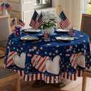 XCHI Stripe Stars Love Heart America Patriotic 4th of July Memorial Day Independence Day Tablecloth Round Washable Table Covers for Home Party Decorations 70x70 Inch