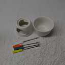 Tebery Fondue Set with 4 Color Forks, Premium Tea Light Porcelain Melting Pot for Cheese, Chocolate and Tapas - White