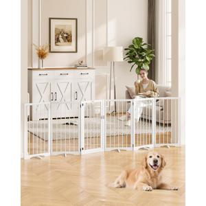 32" Extra Tall Free Standing Dog Gate Indoor, Foldable Pet Gate, 6-Panel, 32"Tall