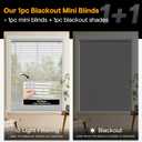 LazBlinds No Tools No Drill Cordless 1" Vinyl Mini Blinds, 100% Blackout Blinds for Indoor Windows, Room Darkening Privacy Window Blinds and Shades for Interior, 30" W x 64" H, Grey