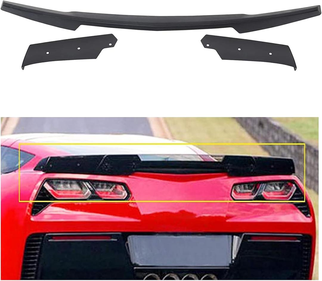 ECOTRIC Rear Spoiler & Side Winglets Compatible with 2014-2019 Chevy Corvette C7 Exterior Rear Spoiler Wing Tail Roof Top Lid Stage 2 Style