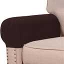 Stretch Armrest Covers (Set of 2)  Anti-Slip Spandex Jacquard Furniture Protectors for Chairs, Sofas & Recliners  Washable & Durable Slipcovers (Brown)