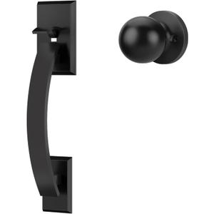 Goldenwarm Front Door Handle, Black Door Handle Exterior, Single Cylinder Front Door Handle Only, Matte Black Entry Door Handle