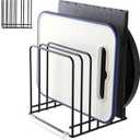 Cutting Board Organizer, Kitchen Cabinet Organizer Storage Rack, 5 Slots Holder Stand for Cutting Board,Baking Cookie Pan, Cookie Sheets Organizer for Kitchen Countertop,Metal Black (1 Pack)