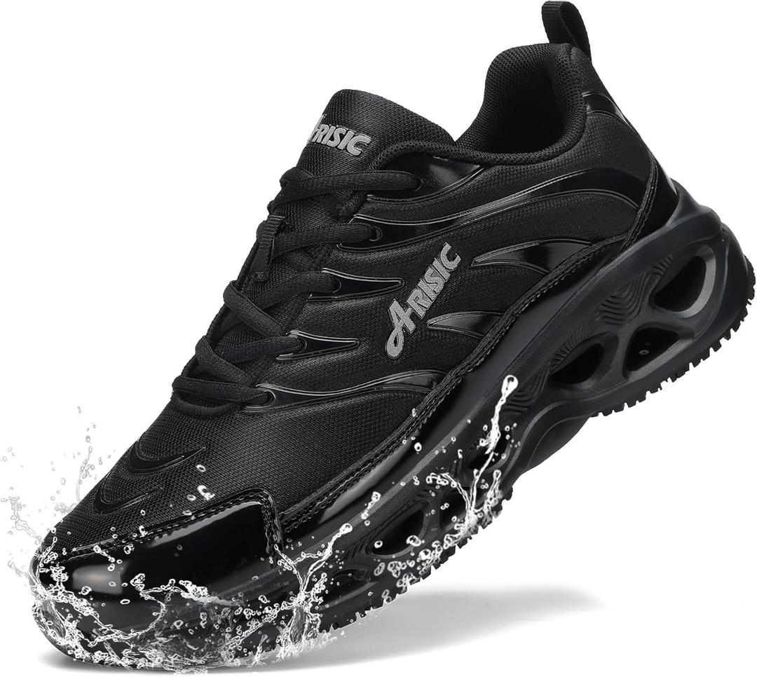 Non Slip Work Shoes for Men Women Waterproof Sneakers Men Comfortable Restaurant Chef Shoes Slip Resistant Shoes for Men Breathable Walking Sneakers for Daily Use Black
