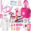 Doctor Kit for Girls, 36 Pcs Veterinarian Playset for Kids, Doctor Kit for Toddlers 3-5 with Dog Toy & Real Stethoscope, Kids Vet Kit Pretend Play Doctor Toys, Doctor Play for Boys Girls