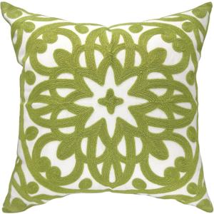 Alysheer Embroidered Summer Decorative Throw Pillow Covers 18"x18", Classic Boho Mandala Green Pattern Cotton Canvas Chic Accent Cushion Cases for Sofa Couch Bed Living Room Decor (Chartreuse Green)