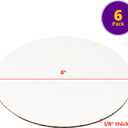 DecoPac Round Cake Board, Waxed Greaseproof finish, Sturdy Corrugated Cake Board, Pack of 6, White - 8 Inch