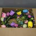 Canlierr 6 ft Easter Garland Lighted Artificial Floral Garland with Eggs & Tulip Artificial 30 LED Spring Easter Decorations for Mantle Indoor Outdoor Home Kitchen Fireplace Wall Party
