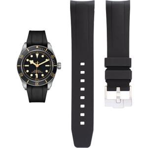 20mm FKM Rubber Band For Tudor Black Bay 58 Watches, Replacement Curved End Rubber Straps For Tudor Watches