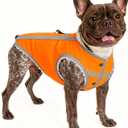 Dog Winter Coat with Fleece Lining for Small Dogs Warm Waterproof Windproof Snow Vest for Cold Weather, Reflective Blaze Orange Safety Dog Jacket, Easy-On Adjustable Fit with D Ring, M