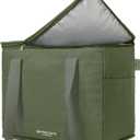 Nook Theory Reusable Insulated Grocery Bag - Leak Proof, X Large Insulated Cooler Bag - Insulated Shopping Bags for Groceries - Travel Cooler Bag for Frozen and Hot Food with Zippered Top (Forest)