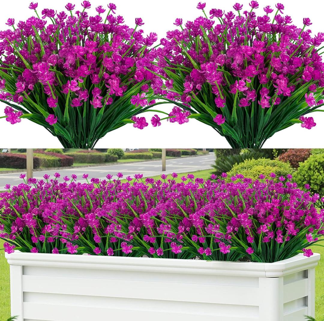 Lnoicy 20pcs Artificial Flowers,Fake Flowers Picks for Office Decorations Floral Arrangements DIY Wreath Holiday Tables Party Home Decor and Home Garden Decoration(Fuchsia)