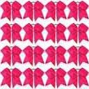 16PCS 8" Large Cheer Hair Bows Ponytail Holder Elastic Band Handmade for Cheerleading Teen Girls College Sports (Dark Rose, 1 Count (Pack of 16))