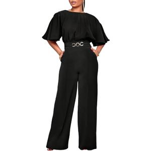 acelyn Elegant Jumpsuit for Women Dressy Sexy Plus Size Wide Leg Pant Suit One Piece Party Outfits (XX-Large, 3276-black)